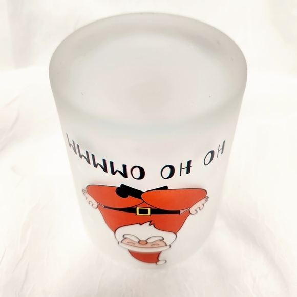 Culver Christmas Ho Ho Ommmm Santa Frosted Double Old Fashioned Glass 13.5 oz - Picture 5 of 5